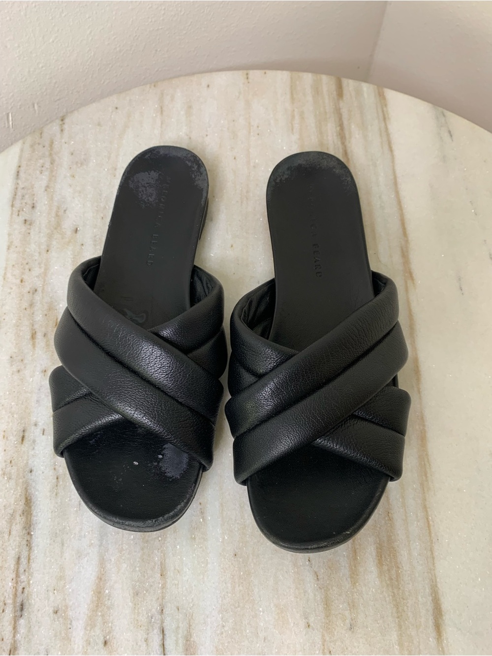 Veronica Beard sandal slide sz 9.5 “Elise”Black Crisscross Slide Sandals